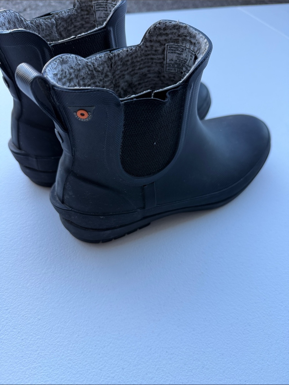Bogs Black Short Chelsea Rain Boots with Gray Fleck Lining
